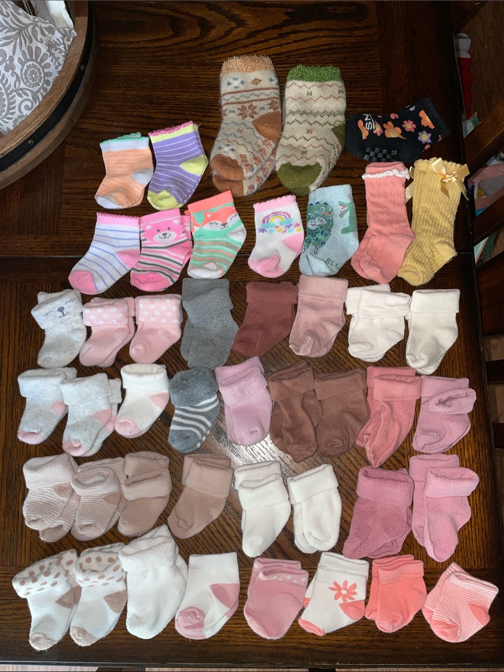 Lot of 45 Pairs of Newborn Baby Girl Socks